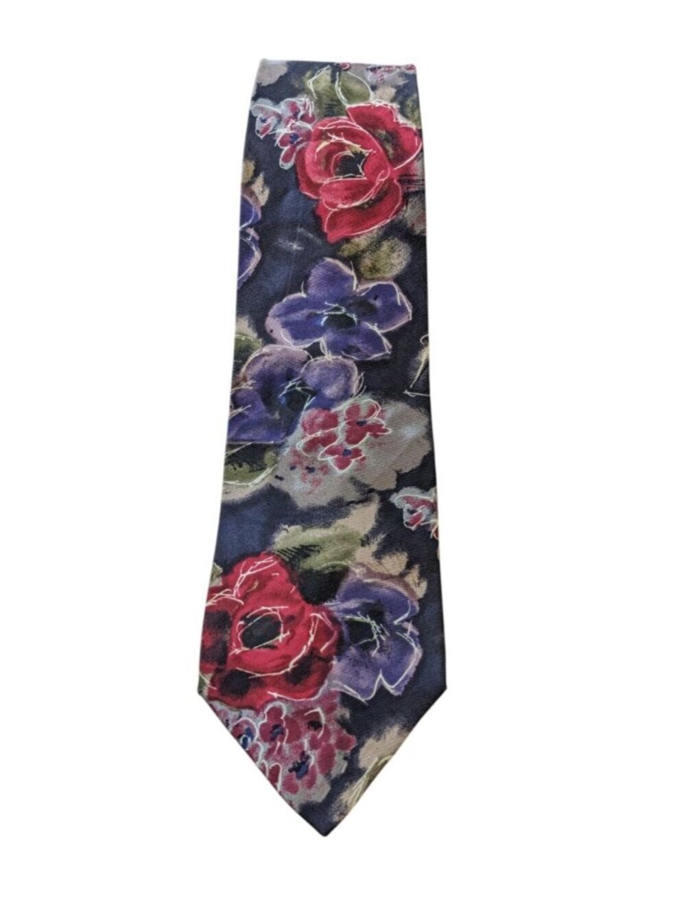 7th AVE Mens Necktie Silk Tie Dark Floral Print Spring Summer Formal Business